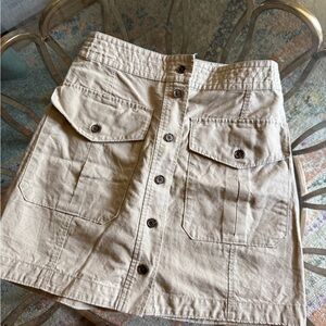 Banana Republic Khaki Tan Button-Front Skirt with Pockets